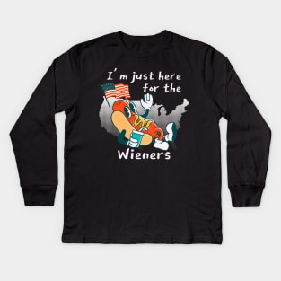I'm Just Here For The Wieners Kids Long Sleeve T-Shirt